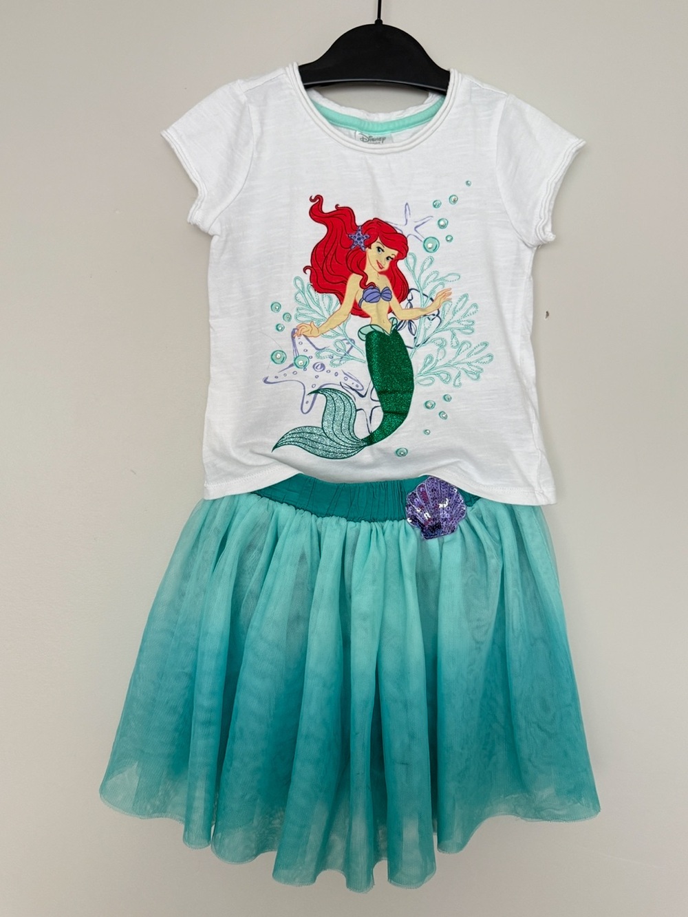 Disney Girls Teal and Aqua Tulle Skirt with Purple Sequin Shell